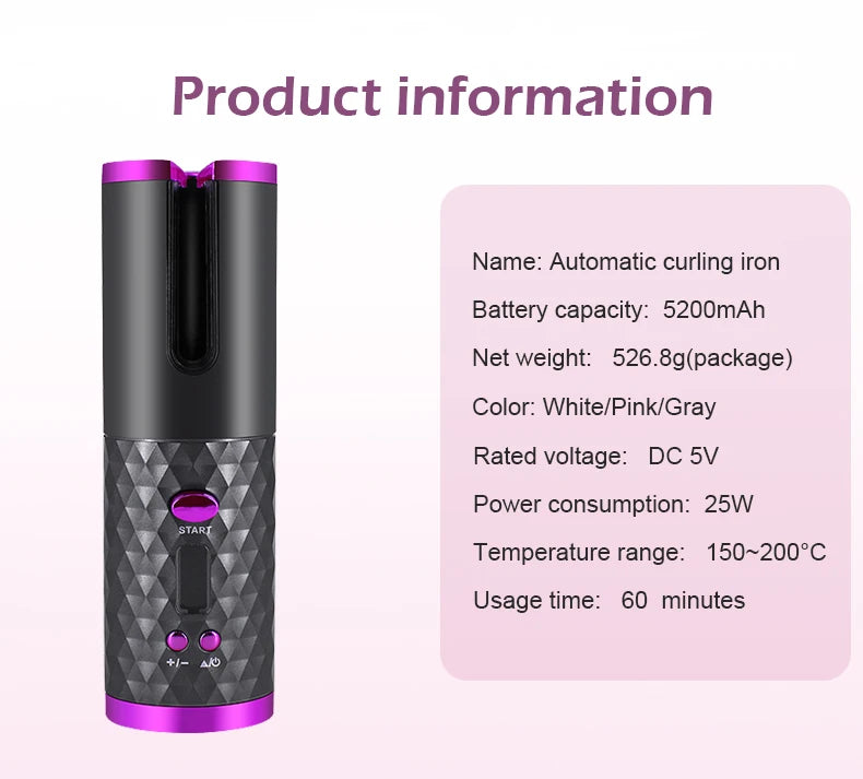 Wireless Automatic Hair Curler – Effortless Salon Curls at Home