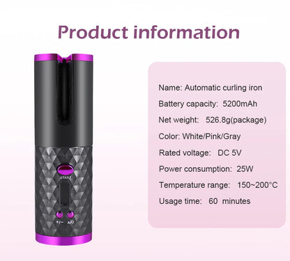 Wireless Automatic Hair Curler – Effortless Salon Curls at Home