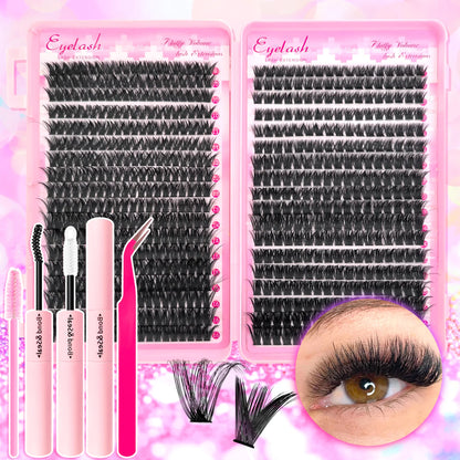 Fluffy Cluster Lash Extension Kit – DIY Lashes with Bond & Seal