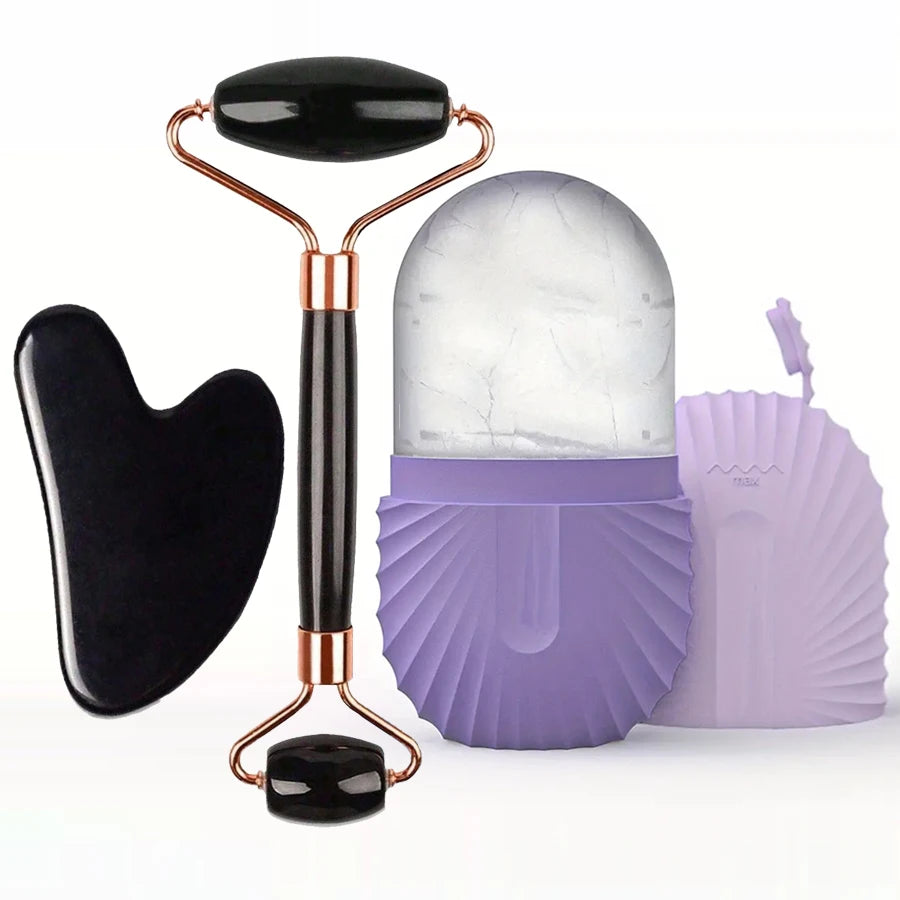 Ice Face Roller Set – Gua Sha & Facial Massage for Lifting & Contouring