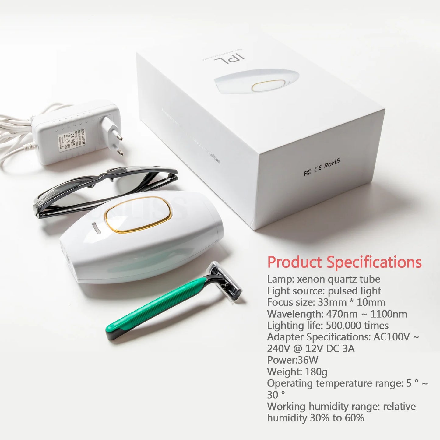 IPL Laser Hair Removal Device – 500,000 Flashes, Permanent Results