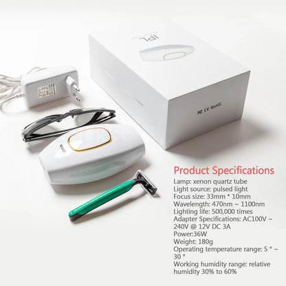IPL Laser Hair Removal Device – 500,000 Flashes, Permanent Results