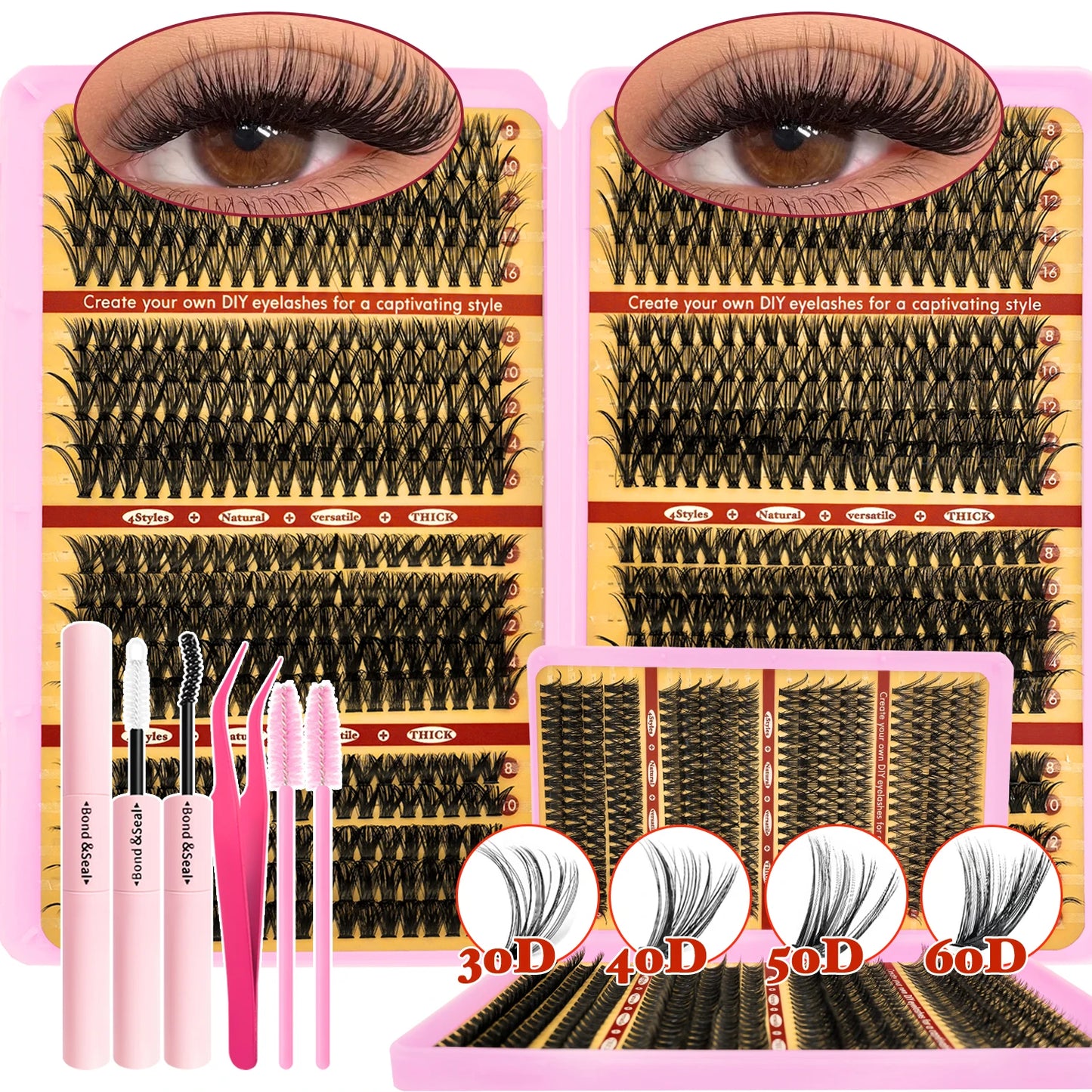 Fluffy Cluster Lash Extension Kit – DIY Lashes with Bond & Seal