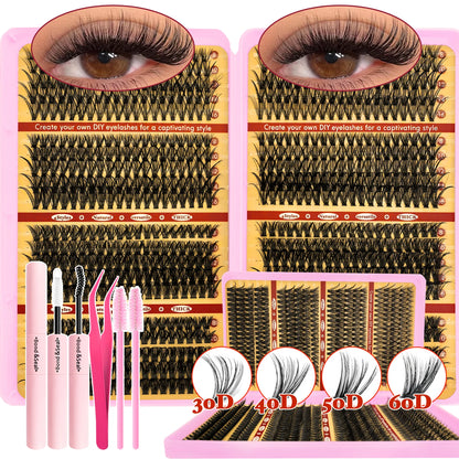 Fluffy Cluster Lash Extension Kit – DIY Lashes with Bond & Seal