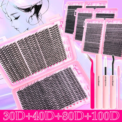 Fluffy Cluster Lash Extension Kit – DIY Lashes with Bond & Seal