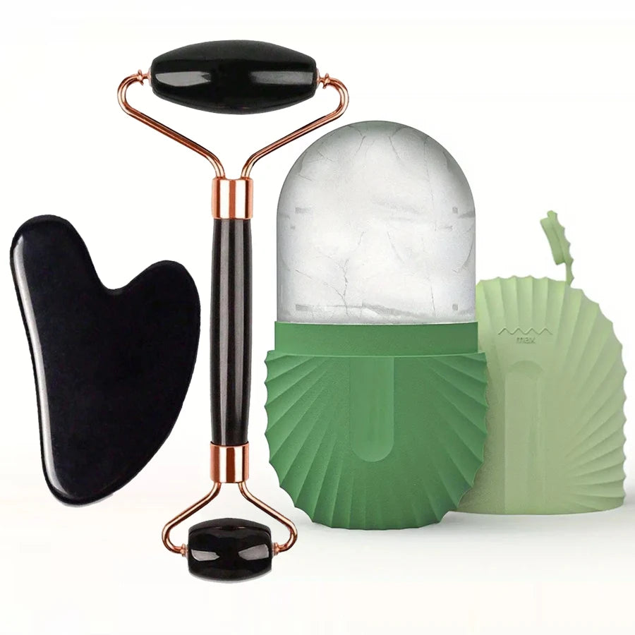 Ice Face Roller Set – Gua Sha & Facial Massage for Lifting & Contouring