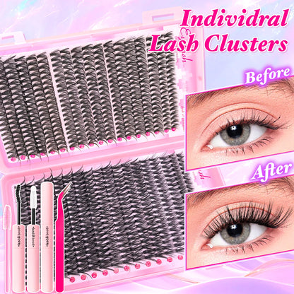Fluffy Cluster Lash Extension Kit – DIY Lashes with Bond & Seal