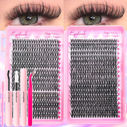 Fluffy Cluster Lash Extension Kit – DIY Lashes with Bond & Seal